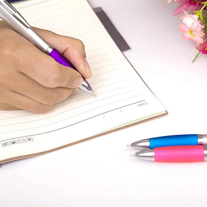 Stylus Pens 2-in-1 Ballpoint Pen 1.0mm Medium Point Pens with Crystals for Women Black Ink Pen with Stylus Ball Point Pen with Comfort Grip for The iPad, 5-Count