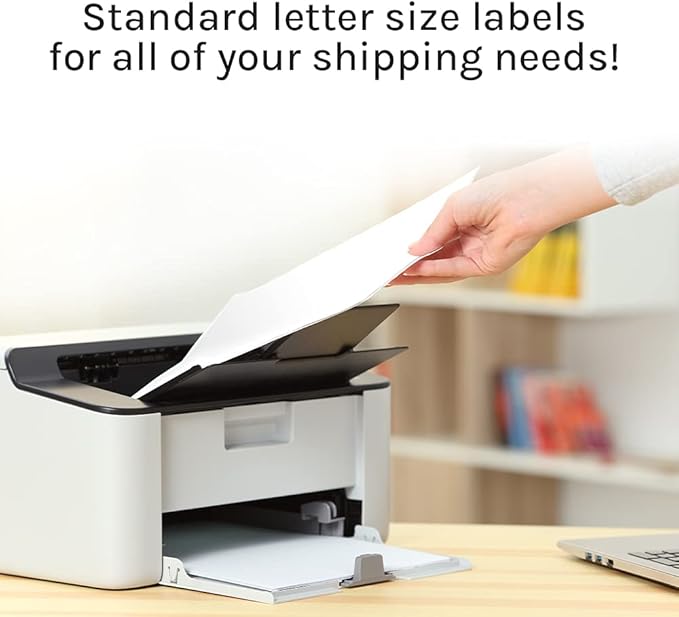 Premium Label Supply White Sticker Full Sheet Shipping Labels – 8.5" x 11" – Laser/Inkjet Compatible – (1 Label/Sheet), 100 Sheets - Letter Size