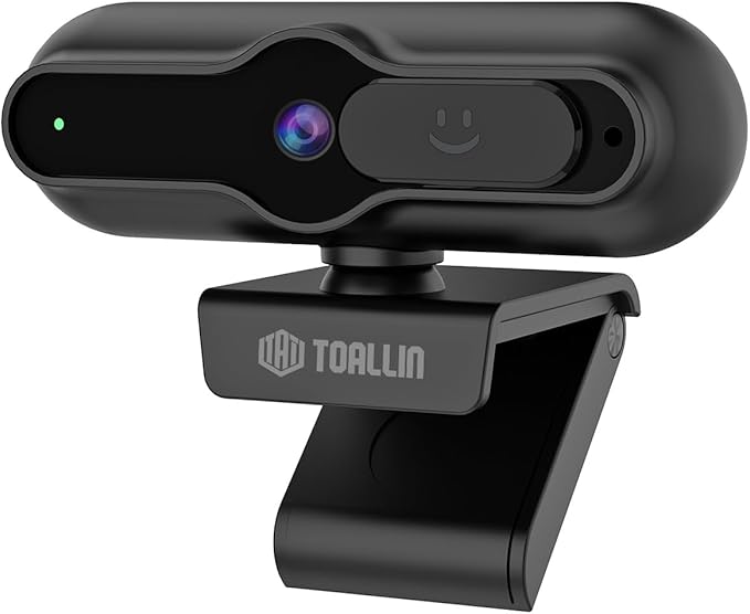 TOALLIN 4K Webcam for PC, 1/2.5" Sensor & 12MP, 1080P & 60FPS, PDAF Auto-Focus, Built-in Microphone and Sliding Privacy Cover, USB Web Camera for Gaming, Conferencing, Streaming and Video Calls
