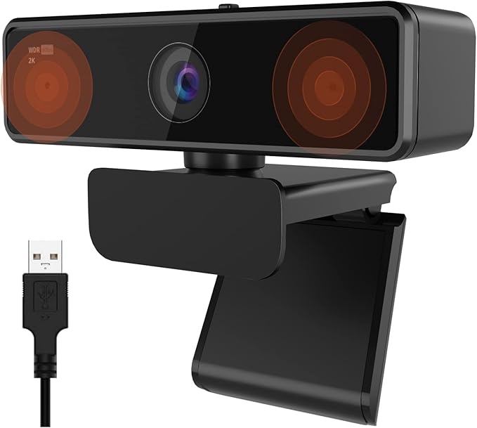 NUROUM V11 2K Webcam for PC, 1080P 60FPS USB Web Camera with Microphone, 1440P@30fps, 90° Wide-Angle, Privacy Cover, Plug&Play for Mac/Laptop/Desktop/Computer, for Zoom/Teams/Google Meet