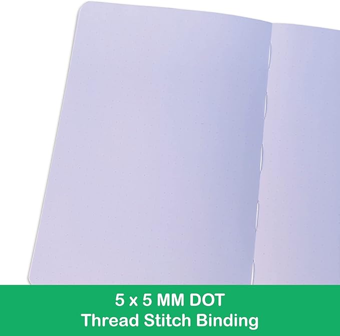 Dotted Notebook Journal 180GSM Bamboo Thick White Paper 160 Pages 5 * 5MM Dot Grid, Lay Flat Binding,Colored Silver Edges, Bookmarks and Expandable Back Pocket (BKP-7)