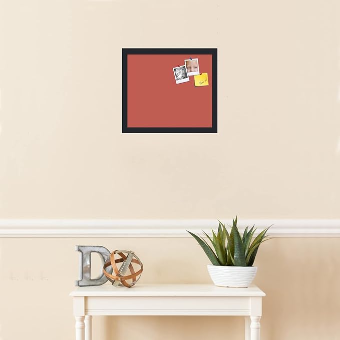 PinPix 15x13 Inch Cork Bulletin Board. This Decorative Framed Pin Board Comes with Crimson Pastel Design and a Satin Black Frame. Ideal for Home Office Decor or Message Board (PinPix-1807)