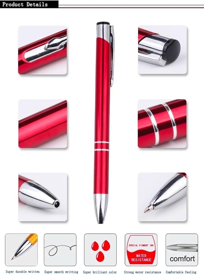 Stylish quality metal ballpoint Pens, black ink, soft writing experience (Multiple body colours (13 colours per pack))