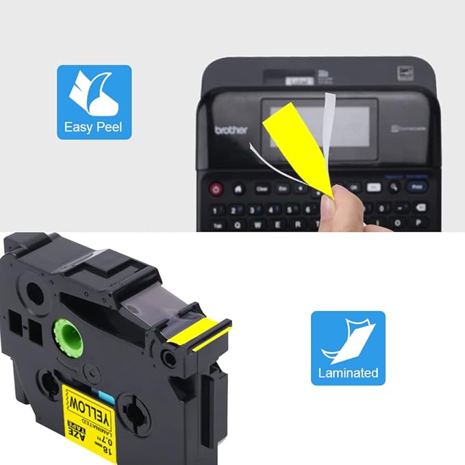 18mm Black on Yellow Label Tape Replacement for Brother TZe-641 TZe641 TZe 18mm 0.7 Laminated Yellow Tape Compatible with Brother P Touch Label for PTD400 PTD410 PTD600 PT1750, 3-Pack