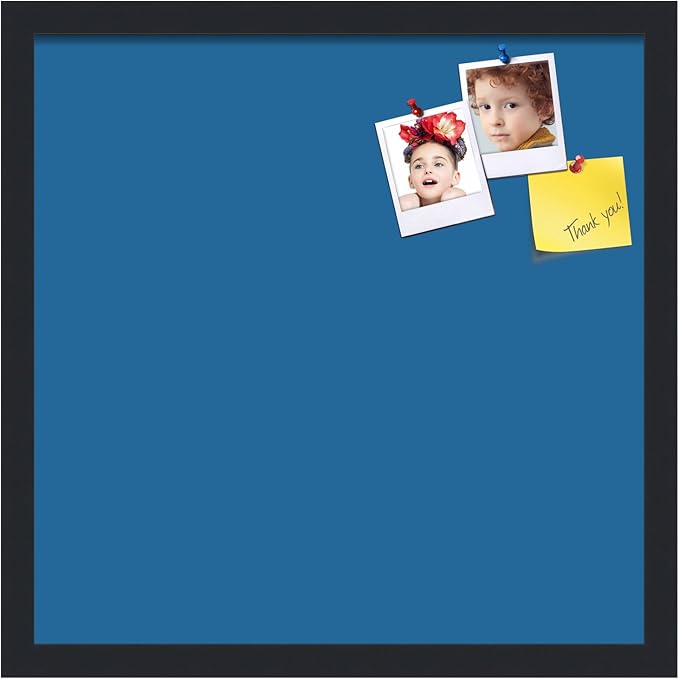 PinPix 18x18 Inch Cork Bulletin Board. This Decorative Framed Pin Board Comes with Navy Pastel Design and a Satin Black Frame. Ideal for Home Office Decor or Message Board (PinPix-1811)