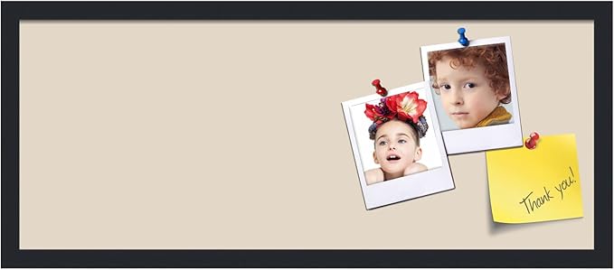 PinPix 30x12 Inch Cork Bulletin Board. This Decorative Framed Pin Board Comes with Desert Pastel Design and a Satin Black Frame. Ideal for Home Office Decor or Message Board (PinPix-1815)