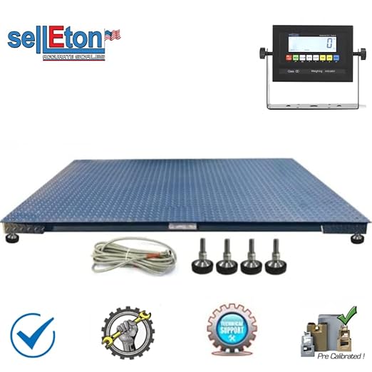 SellEton Non-NTEP Floor Scales, Accurate Pallet Scales with Smart Digital Indicator for Warehouse Shipping and Heavy Duty Industrial Weighing (84"x84", 5000 lb x 1 lb)