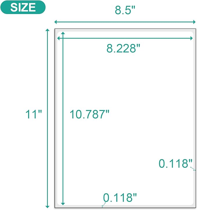 MFLABEL Full Sheet Sticker Labels, Address Labels, White Matte Label Paper, 8-1/2" x 11" Shipping Labels for Laser & Inkjet Printer (25 Labels, 25 Sheets)