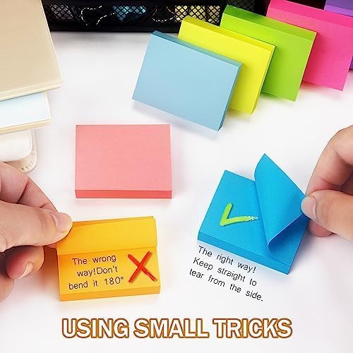 Sticky Notes 1.5x2 inch Bright Colors Self-Stick Pads 8 Pads/Pack 100 Sheets/Pad Total 800 Sheets