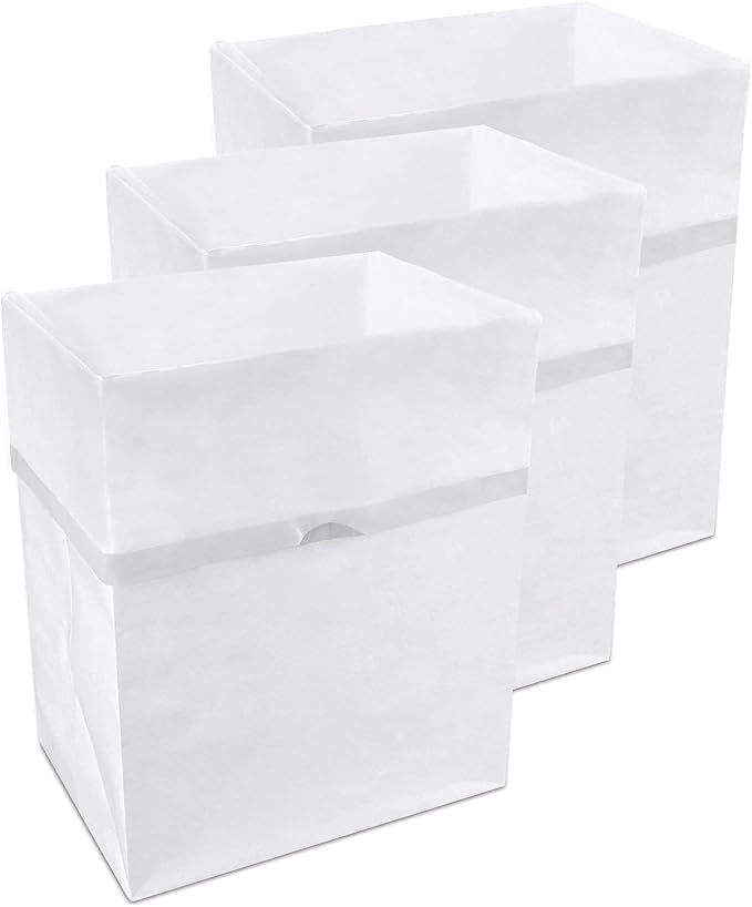 | 13 Gallon Disposable Trash Cans (3-Pack) with Fitted Trash Bags - Reusable Garbage and Recycling Bins for Parties, Events, and More (White - 17" Height x 13.5" Width x 10" Depth)