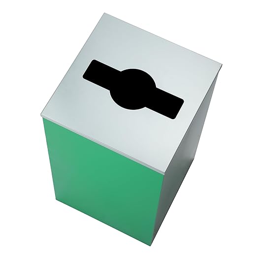 Alpine Industries Mixed Lid 29 Gallon Sturdy Steel Cube Recycling Container, Square Opening - 3 Color Cans Available Sold Separately (Lid Mixed Opening)