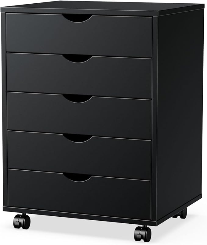 5 Drawer Chest, Dressers Storage Cabinets Wooden Dresser Mobile Cabinet with Wheels Room Organizer, Small Drawers Wood Organization Furniture for Office, Home