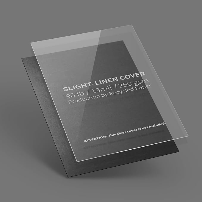 Binditek 25 Pack 13 Mil Slight Linen-Texture Paper Binding Presentation Covers, 90lb, for Business Documents, School Projects, 8-1/2 x 11", Un-Punched, Black
