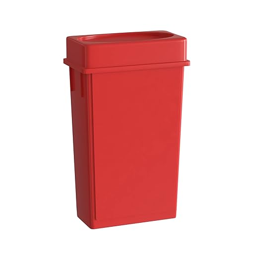 23 Gallon Red Slim Jim Trash Can with Drop Shot Lid