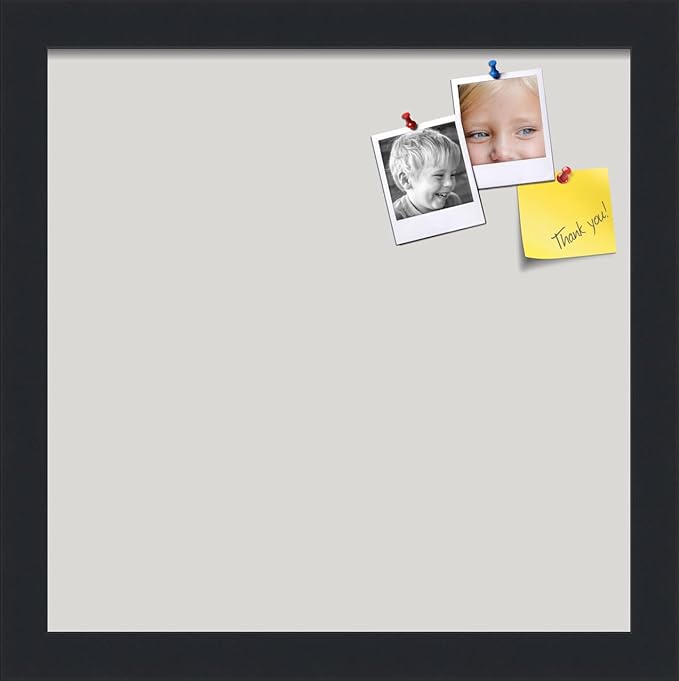 PinPix 12x12 Inch Cork Bulletin Board. This Decorative Framed Pin Board Comes with Light Stone Design and a Satin Black Frame. Ideal for Home Office Decor or Message Board (PinPix-1809)