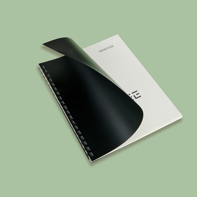 HOUYEE 180 Pack Binding Covers Set: 60 Pcs 3/8 Inch Black Binding Combs, 8.5x11 Inches, 60 Pcs 10 Mil Clear Binding Covers, 60 Pcs 12Mil Black Sand Texture, Letter Size