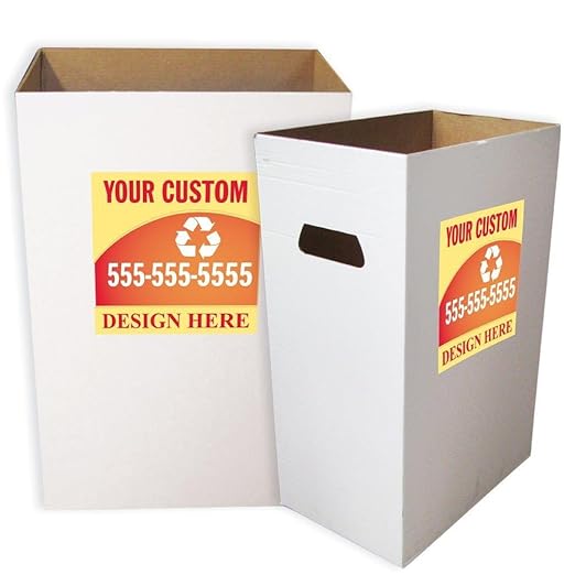 VictoryStore 22.3 gallons Cardboard Trash Bin, Reusable, Recyclable and Disposable Trash Cans, Sturdy Cardboard Medium Size (Custom Logo, 6-Pack)
