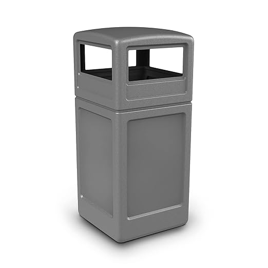 Commercial Zone-73290399 PolyTec 42 Gallon Square Waste Container with Dome Lid Color: Gray