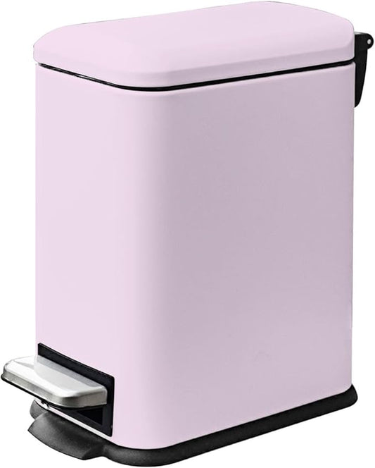 Pink Trash Can, 1.3 Gallon Bathroom Trash Can with Lid, Stainless Steel Pedal Trash Bin Removal Inner Bucket, Small Grabage Can for Bathroom,Bedroom,Home Office