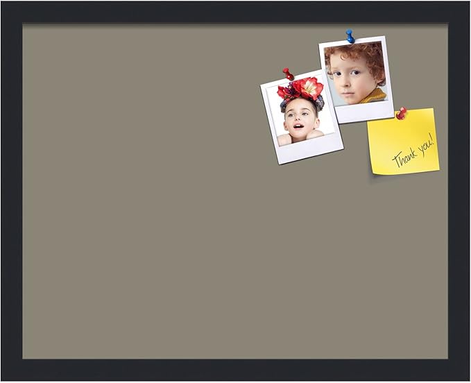 PinPix 19x15 Inch Cork Bulletin Board. This Decorative Framed Pin Board Comes with Pewter Design and a Satin Black Frame. Ideal for Home Office Decor or Message Board (PinPix-1812)