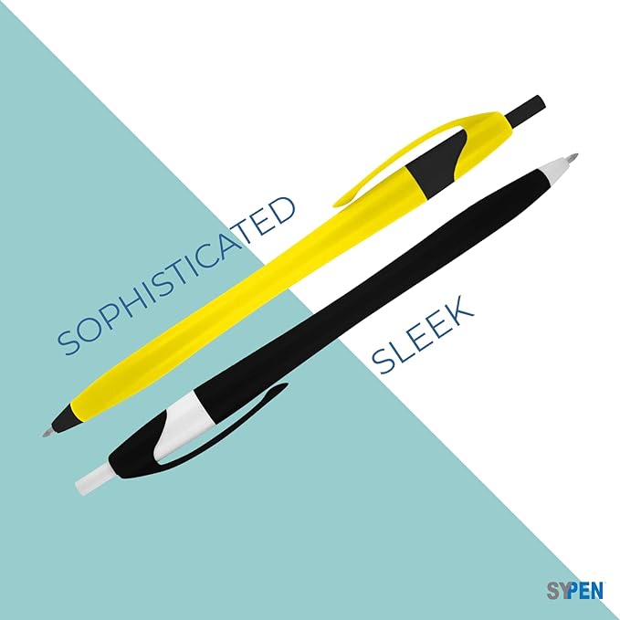SyPen Personalized Pens With your Custom Logo or Text-500 Pack Bulk-for Businesses, Parties, and Events, Custom Printed Slim Ballpoint Click Pens, Green Barrel Color, Black Ink