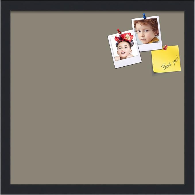 PinPix 17x17 Inch Cork Bulletin Board. This Decorative Framed Pin Board Comes with Pewter Design and a Satin Black Frame. Ideal for Home Office Decor or Message Board (PinPix-1812)