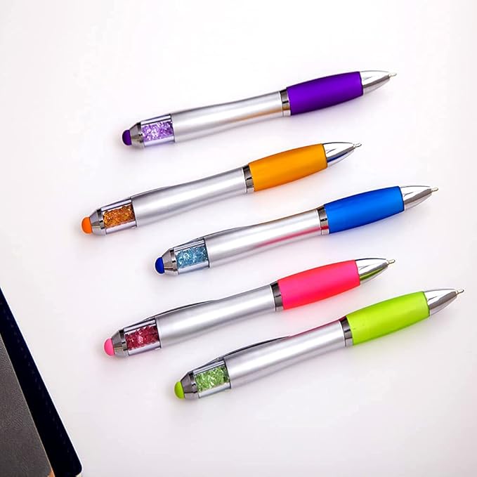 Stylus Pens 2-in-1 Ballpoint Pen 1.0mm Medium Point Pens with Crystals for Women Black Ink Pen with Stylus Ball Point Pen with Comfort Grip for The iPad, 10-Count