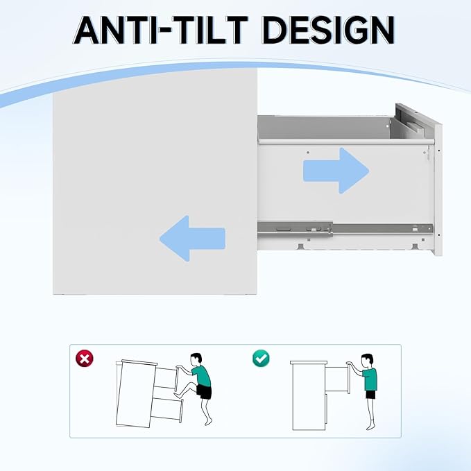 Lateral Filing Cabinet,4 Drawer File Cabinet with Lock,Office Lateral File Cabinets for Legal/Letter A4 Size,Require Assembly, White