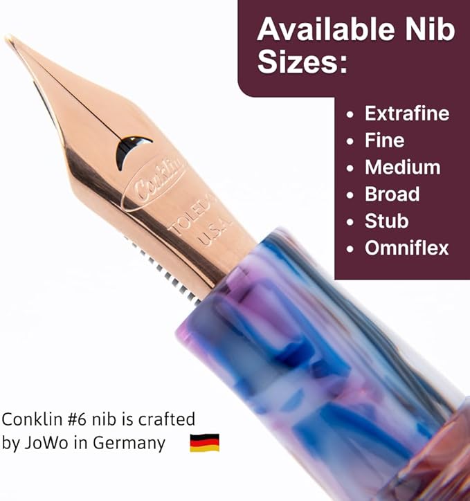 Conklin 1898 Fountain Pen, Misto Purple - Extra Fine Nib | Luxury Writing Instrument with Unique Resin Blend | JoWo Stainless Steel Nib Made in Germany | Ideal for Pen Enthusiasts