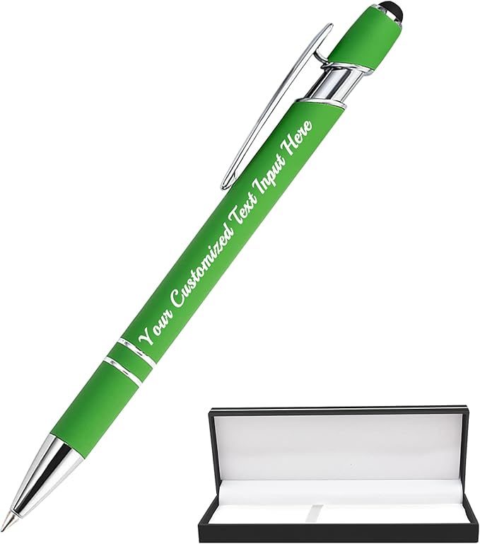 Personalized Ballpoint Pen 1pcs, Custom Pens Free Engraved Bulk with Name Logo, Soft Black Ink Stylus with Touch Metal Office, Gift for Anniversaries, Graduations, Birthdays