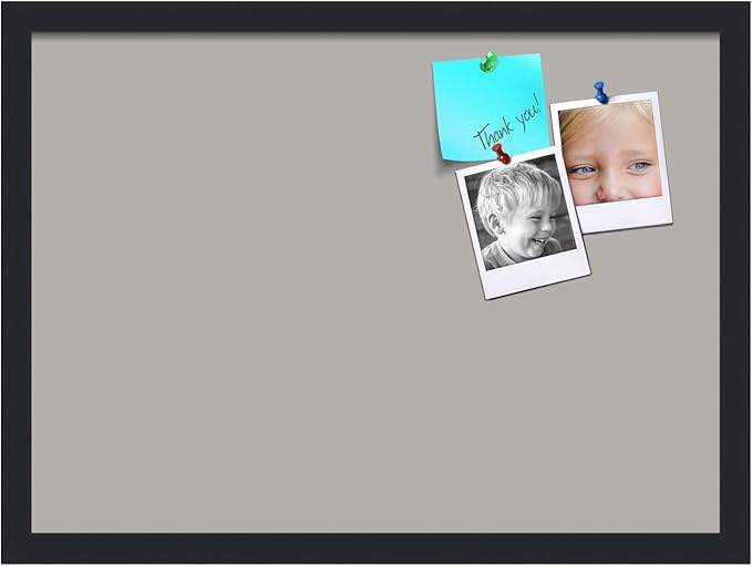 PinPix 22x16 Inch Cork Bulletin Board. This Decorative Framed Pin Board Comes with Dark Stone Design and a Satin Black Frame. Ideal for Home Office Decor or Message Board (PinPix-1808)