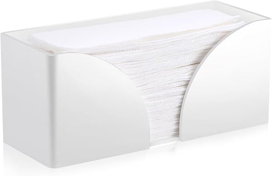 1PCS White Paper Towel Dispenser Countertop, Acrylic Paper Towel Holder for Bathroom Folded Countertop Paper Towel Holder Trifold Napkin Holder for Z-fold, C-fold, MultiFold Trifold - Home Kitchen
