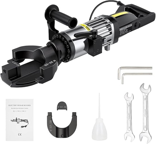 Anbull 1500W Electric Rebar Bender,Hydraulic Rebar Bending Machine Bending up to 1 Inch #8 25mm Rebar with an Extra Set of 10-18mm #3 - #6 Rebar Bending Head, Bending Angle 90 Degrees or Greater
