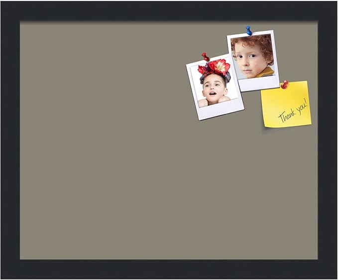 PinPix 15x12 Inch Cork Bulletin Board. This Decorative Framed Pin Board Comes with Pewter Design and a Satin Black Frame. Ideal for Home Office Decor or Message Board (PinPix-1812)