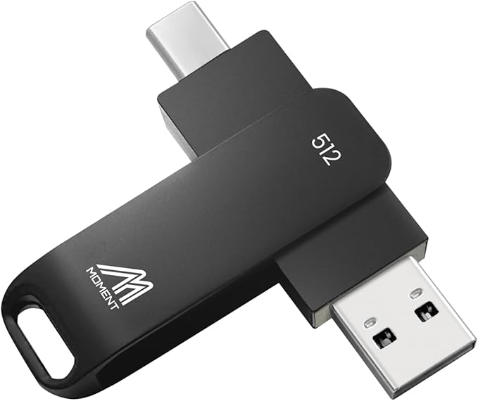 MMOMENT 512GB MU P50 External SSD – USB-C & USB-A Compatible, Portable USB 3.2 5Gbps SSD, 530MB/s Read, 480MB/s Write, Sustained 110MB/s – Works with iPhone-15+, Android, PS5, Steam Deck, PC