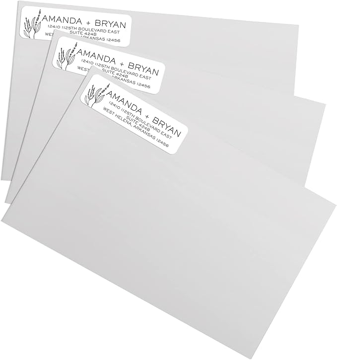 Simple Modern Flower Rolled Address Labels/Roll of 500 Floral Illustration Personalized Address Labels/Designer Return Address Stickers in Elegant Plastic Dispenser