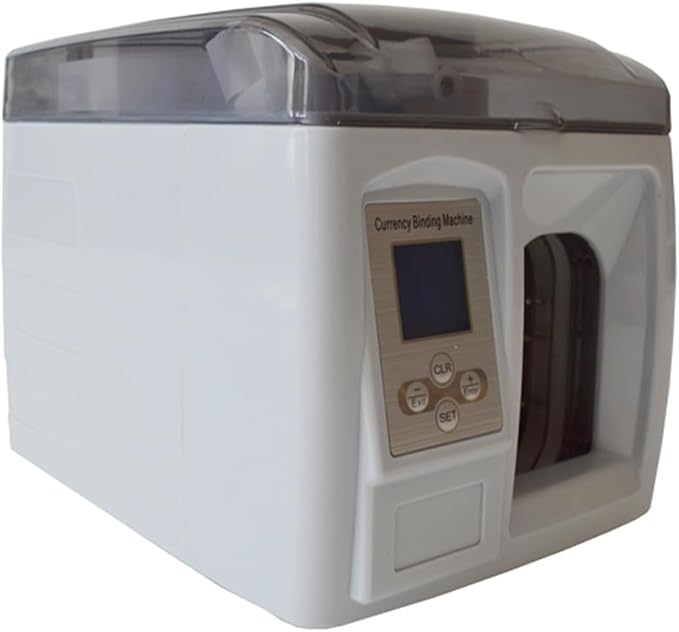 INTBUYING Currency Binding Machine Paper Tape Banding Machine Intelligent Money Packer Packing Bank Note Machine 110v for Packing Money