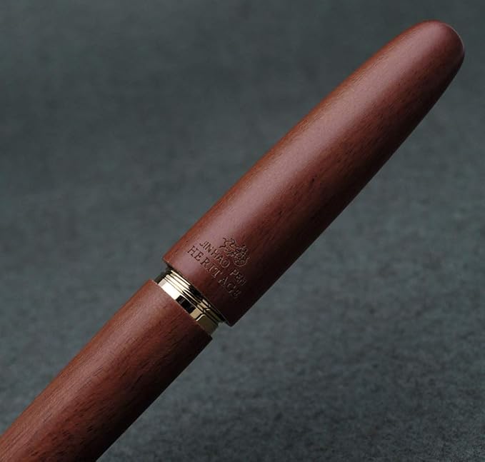JINHAO 9056 Natural Wood Fountain Pen Handmade Ink Pen (Rosewood, Medium Nib 0.7mm)