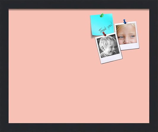 PinPix 16x13 Inch Cork Bulletin Board. This Decorative Framed Pin Board Comes with Pink Pastel Design and a Satin Black Frame. Ideal for Home Office Decor or Message Board (PinPix-1813)