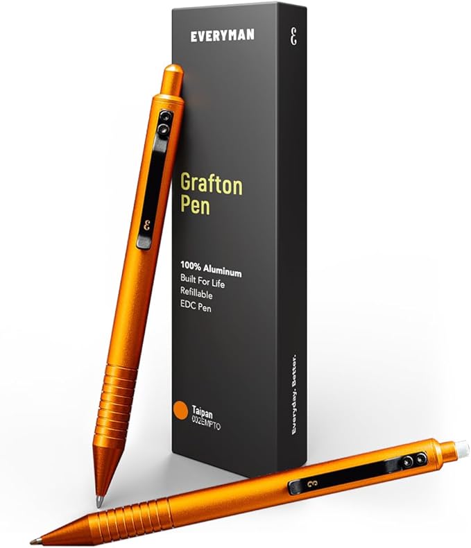 Everyman Grafton Pen and Pencil Set, Taipan | Premium EDC Metal Gel Ink Ballpoint Pen + Mechanical Pencil | Refillable Executive Writing Tools for Office, Business, Men’s Gift & Daily Use