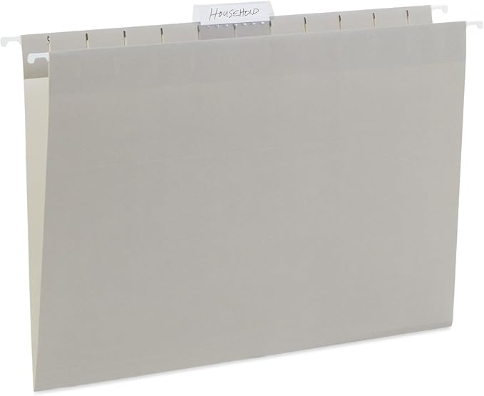 Blue Summit Supplies 25 Jewel Tone Hanging File Folders Letter Size with Tabs, Reinforced Hanging File Folders Jewel Tone, Includes Plastic Tabs and Inserts