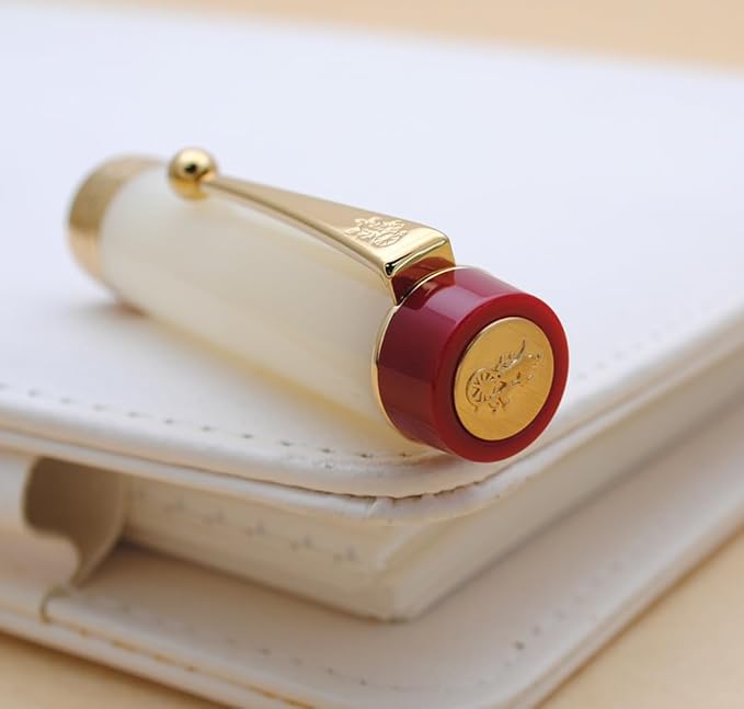 JINHAO 100 Fountain Pen with Ink Converter (Medium Nib 0.7mm, Palace Museum Red)