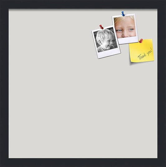 PinPix 17x17 Inch Cork Bulletin Board. This Decorative Framed Pin Board Comes with Light Stone Design and a Satin Black Frame. Ideal for Home Office Decor or Message Board (PinPix-1809)