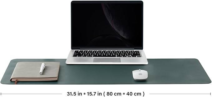 Cork Desk Mat - Dual-Sided Desk Pad for Office and Home - Desk Organization and Accessories - Ideal for Large Mouse Pad and Desk Mats on Top of Desks(Dark Green,80cmx 40cm)