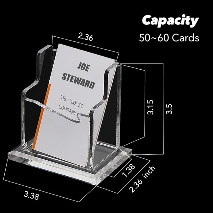 PARTSPOWER 2 Packs Acrylic Business Card Holders for Desk, Vertical Clear Business Name Card Display Stand, Desk Accessory Business Name Card Organizer (Vertical, 1-Slot)