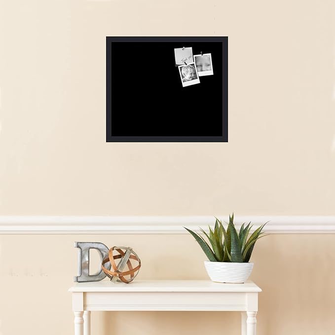 PinPix 20x17 Inch Cork Bulletin Board. This Decorative Framed Pin Board Comes with Solid Black Design and a Satin Black Frame. Ideal for Home Office Decor or Message Board (PinPix-622)