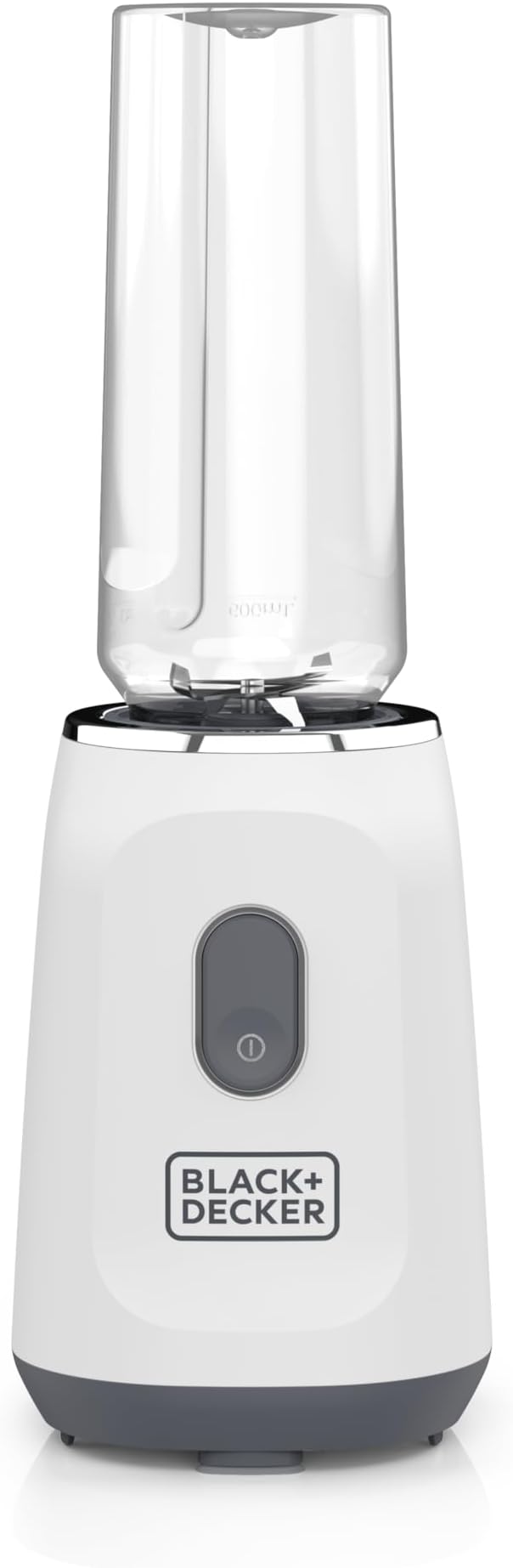 BLACK+DECKER® Ice Crush Single Serve Blender with Pulse/ON Button, Base, Two 20oz Personal Blender Jars, Blade Assembly, Travel Lid, White