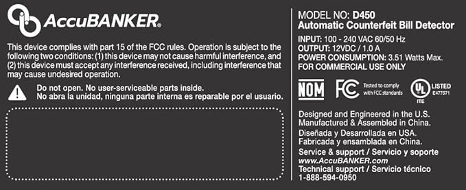 AccuBANKER D450 5-Point Counterfeit Bill Detector Machine, Retail Grade - UL Listed (Pack of 3)
