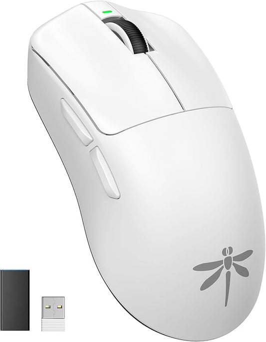 VGN Lightspeed Wireless Gaming Mouse with Dual-Mode 2.4G/Type-C Wired - 25K Sensor - 26,000 DPI - 55g Lightweight - 6 Programmable Buttons - Up to 200h Battery Life for PC/Mac- F1 Pro Max White