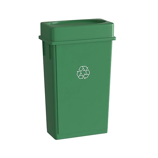 23 Gallon Green Recycle Slim Jim Trash Can with Drop Shot Lid